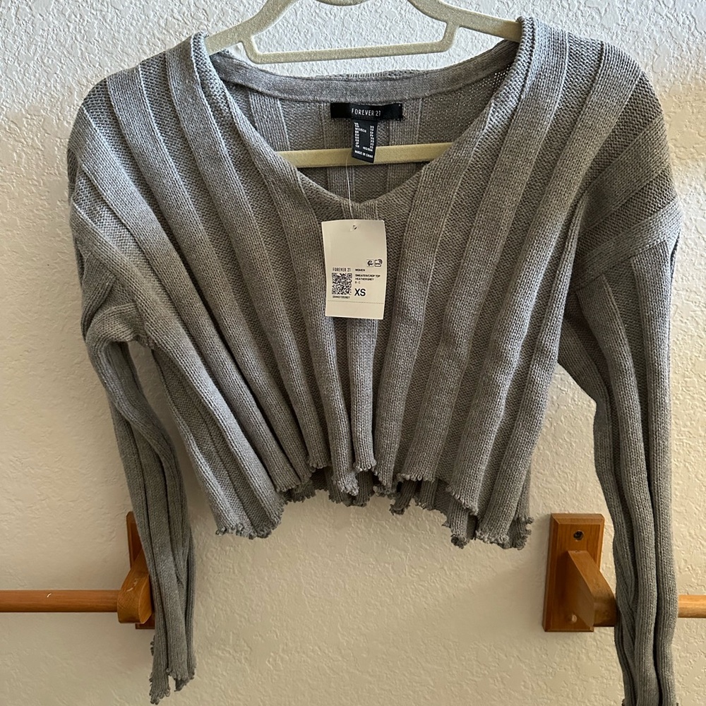 NWT Grey Cropped Sweater
